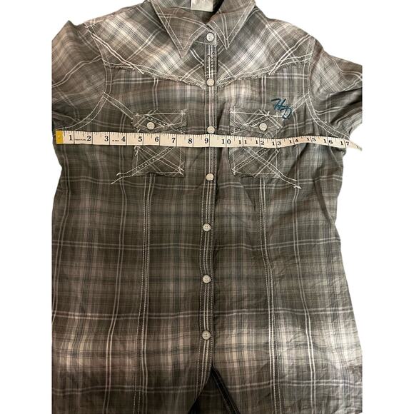 Harley Davidson Women's snap long sleeve top, size Medium Biker - Picture 8 of 10